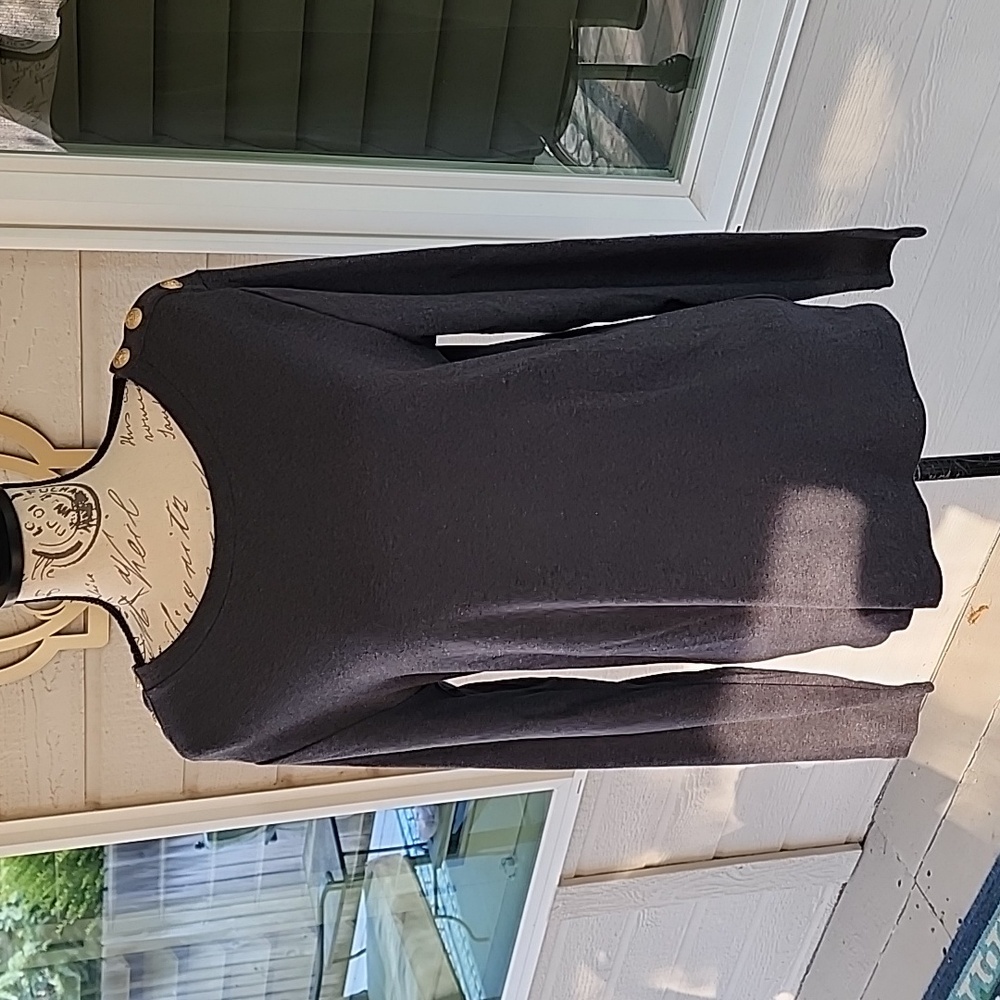 J Crew Charcoal T shirt with gold buttons. NWOT.